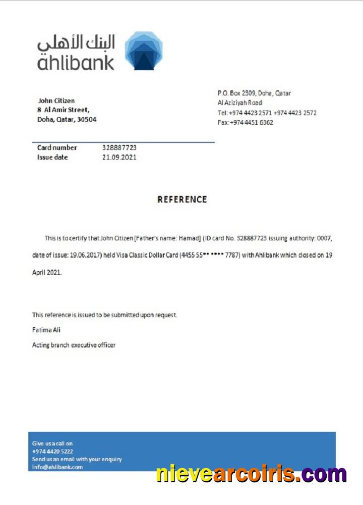 Qatar Ahli bank closure reference